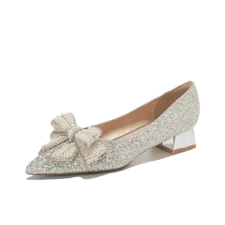 Lanza Высокие каблуки с грубым покрытием Женские Жемчужно-белый