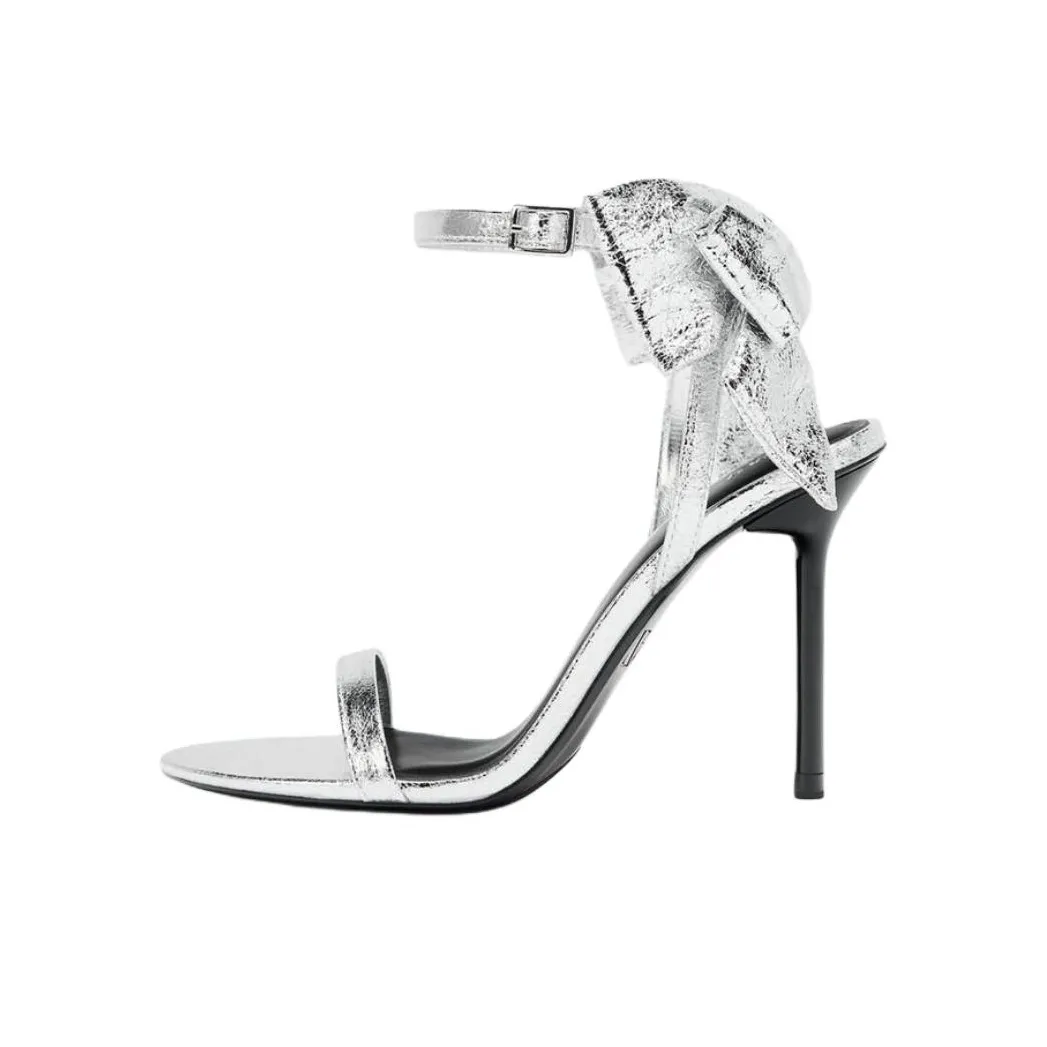 ZARA One Ремень Сандалии 9,5 см Женские Серебряные