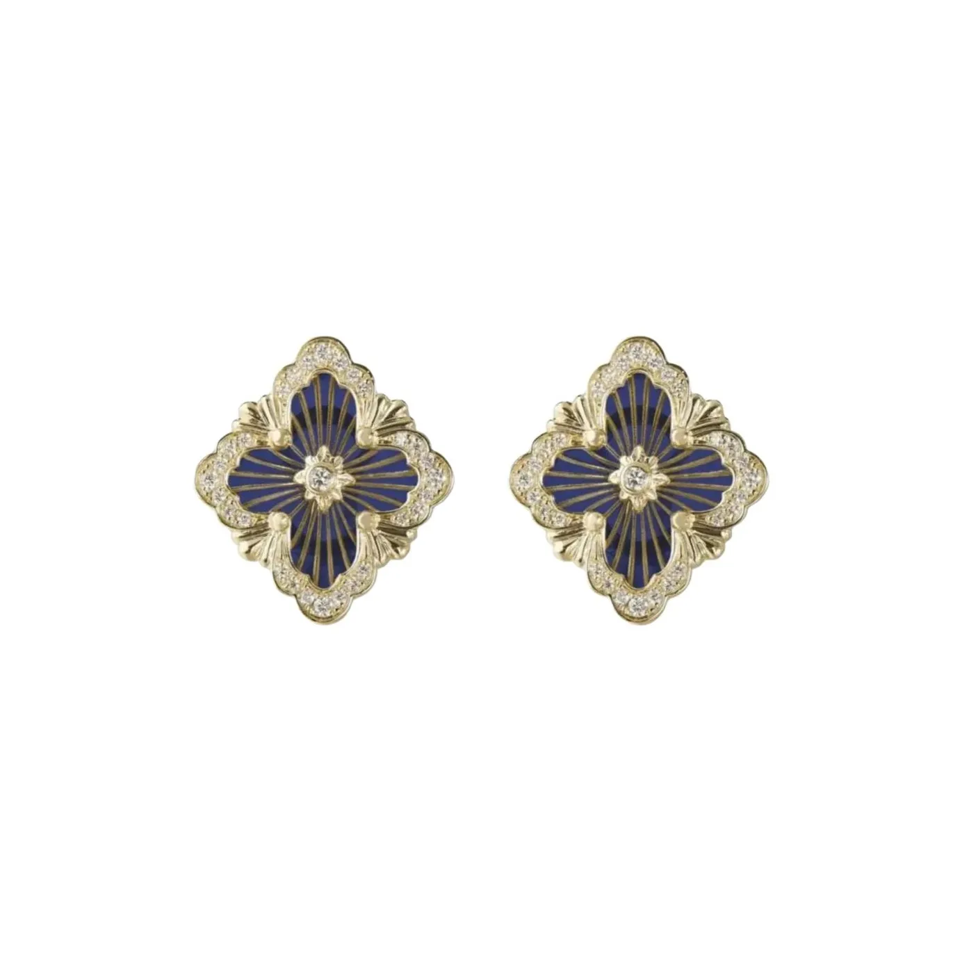 BUCCELLATI Enamel, Diamond 18K Gold Earrings Unisex Gold