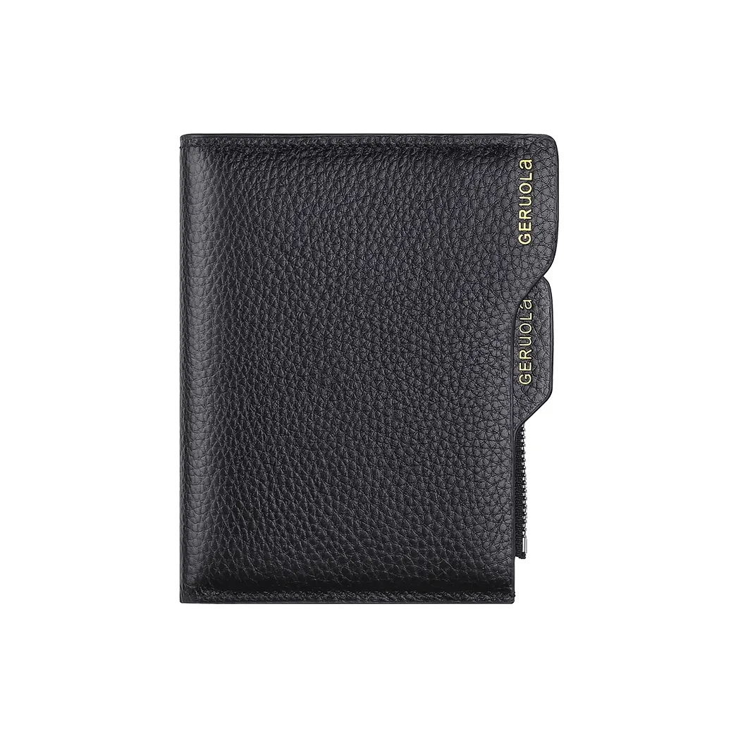 Gorora Кошелек из крупнозернистой текстуры коровьей кожи Мужской Классический черный Кофейный