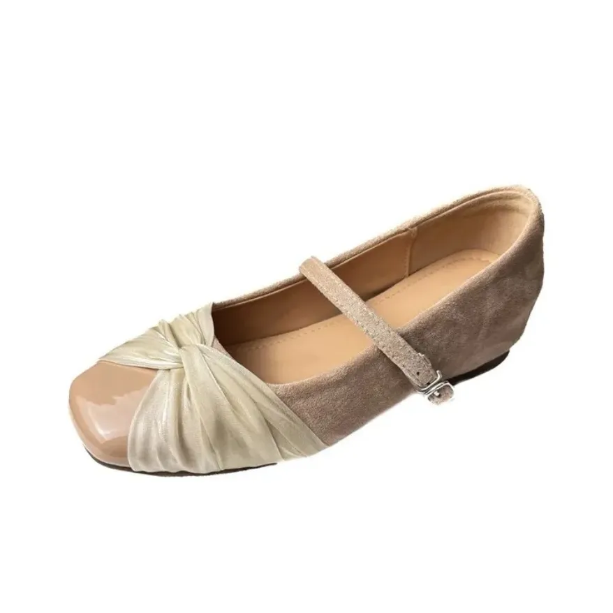 Aimilian Плоская подошва Туфли Мэри Джейн Женские Абрикос