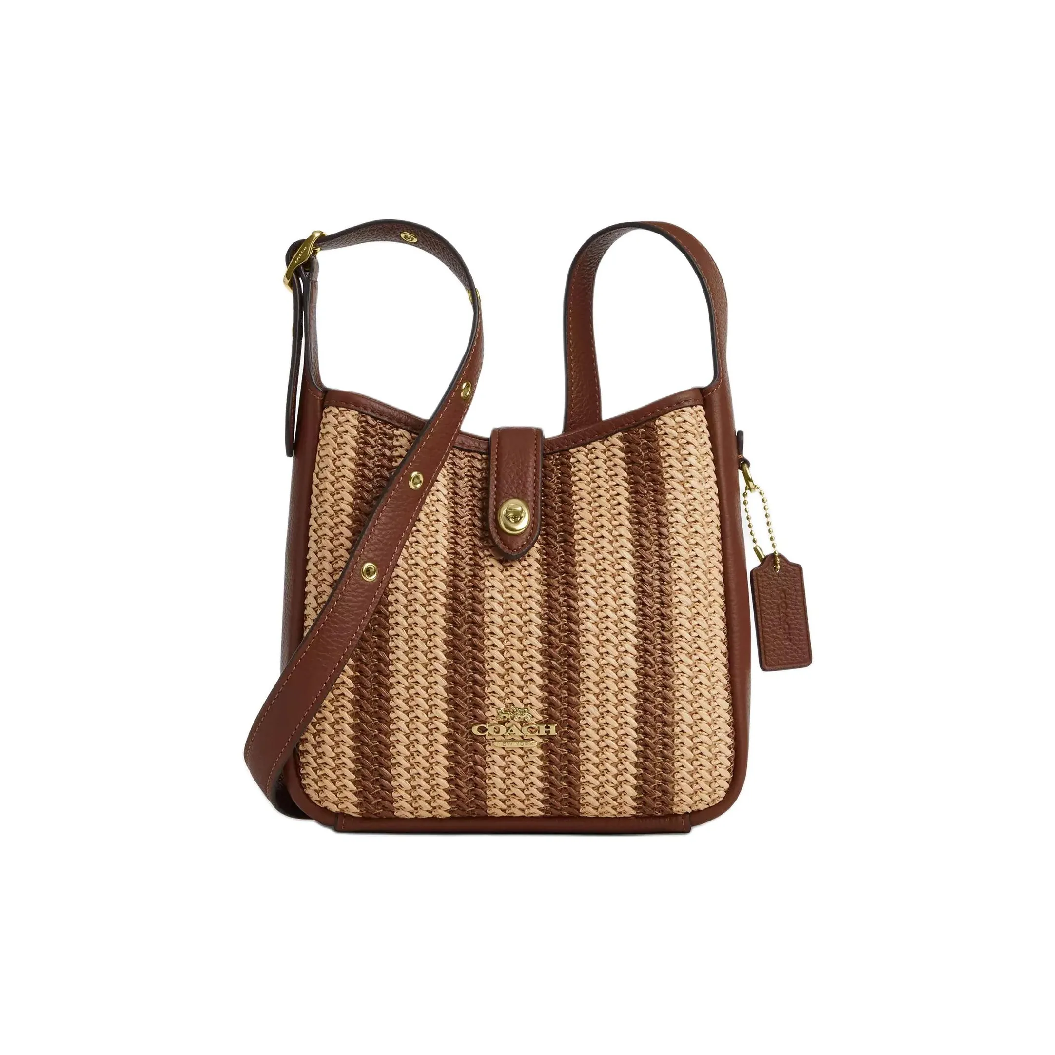 COACH Hadley Солома Сумка через плечо Мини Женская Золотая Сандаловое дерево