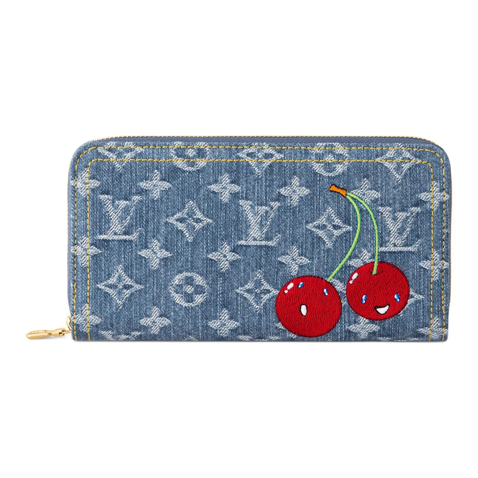 LOUIS VUITTON X Takashi Murakami Cherry Zippy Wallet Denim Monogram