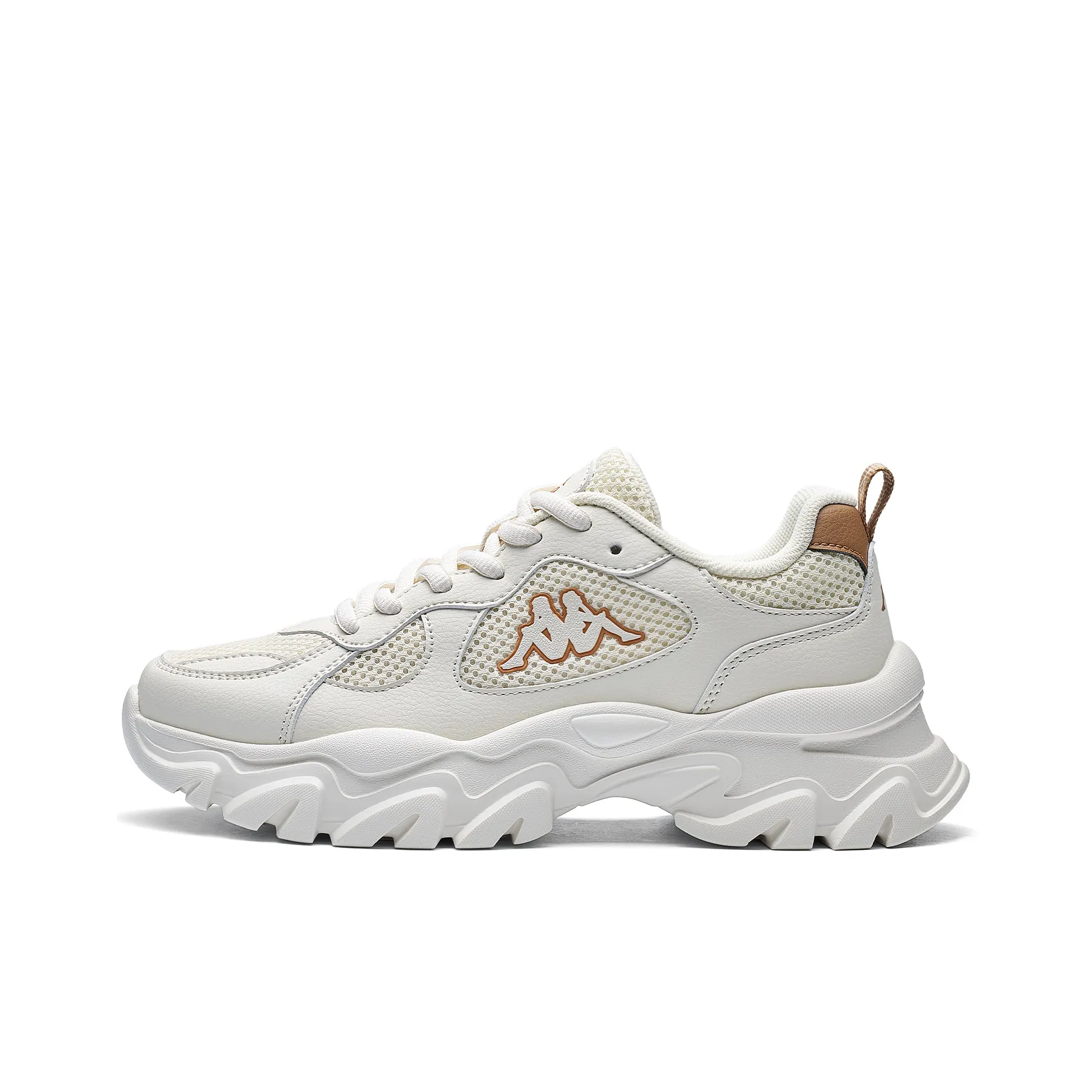 KAPPA Спина к Спине Противоскользящий Устойчивый к Износу Низкий Топ Толстая Подошва Кроссовки Женские Белый Коричневый