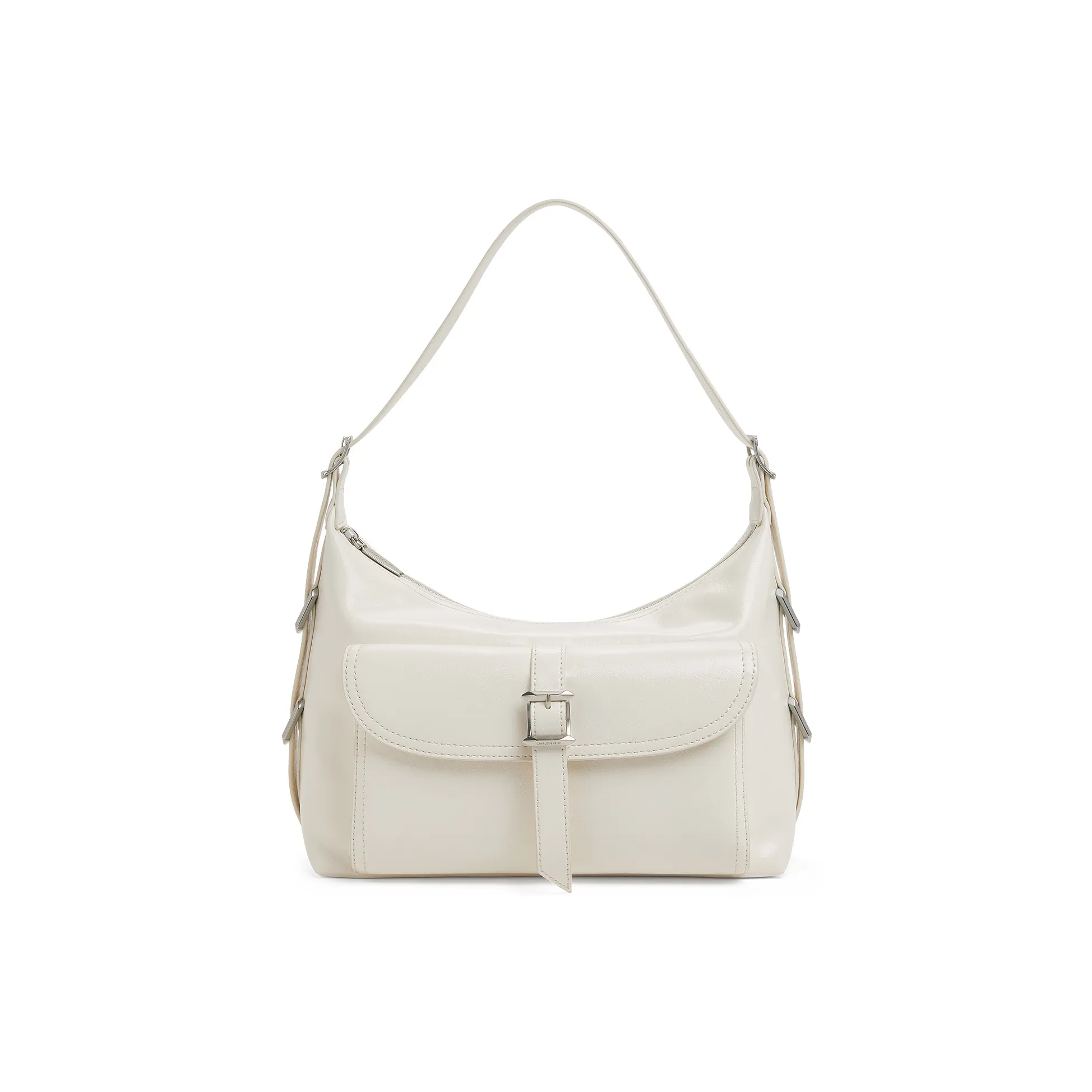 CHARLES KEITH ПУ (полиуретан) Одно плечо Сумка через плечо Средняя Женская Черный Кремовый Молочный Белый