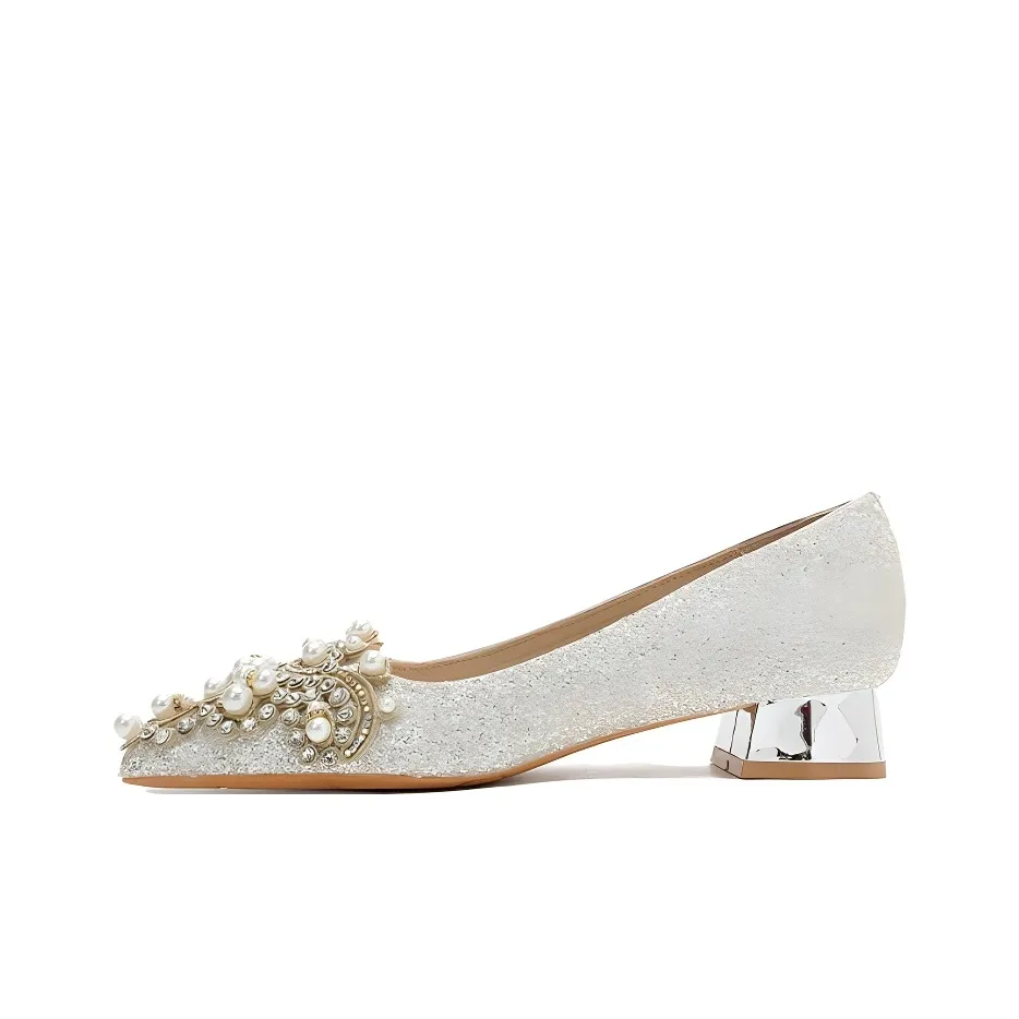 Lanza Высокие каблуки с грубым покрытием Женские Жемчужно-белый