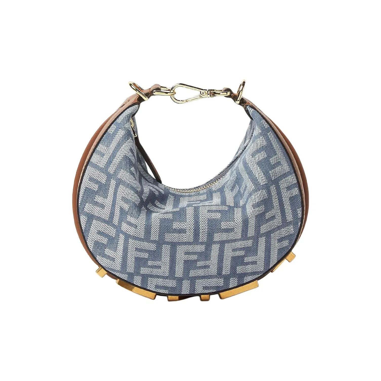 FENDI Fendigraphy Cotton Crescent Bag, Shoulder Bag, Crossbody Bag, Handbag Mini Women's Blue