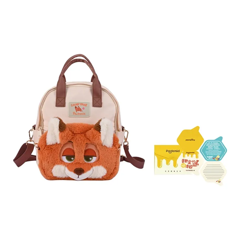 POTDEMIEL × Disney Коллаборация Зверополис Полиэстер с Искусственным мехом Через плечо Сумка Унисекс Многоцветная