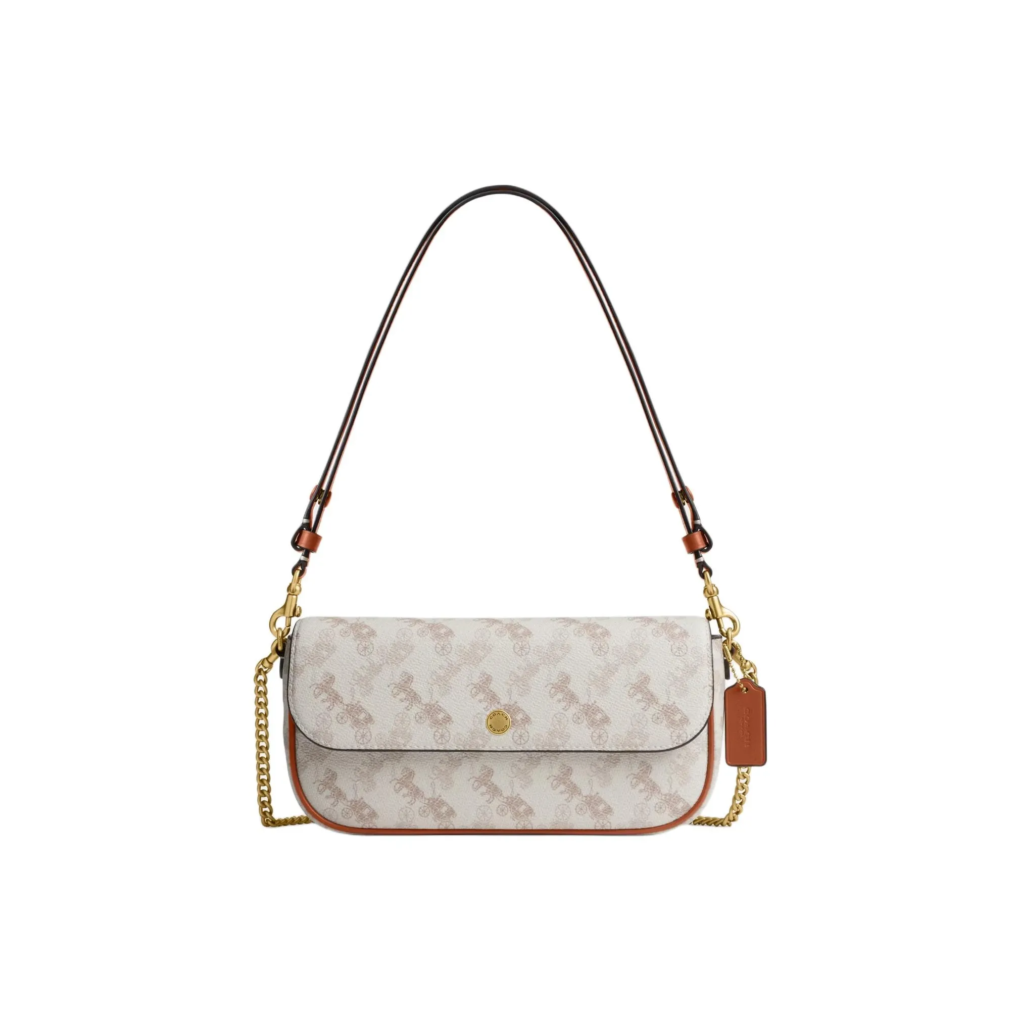 COACH Brooke Покрытие Холст Кроссбоди Сумка Сумка через плечо Средняя Женская Белый Мел и Серый Умбра