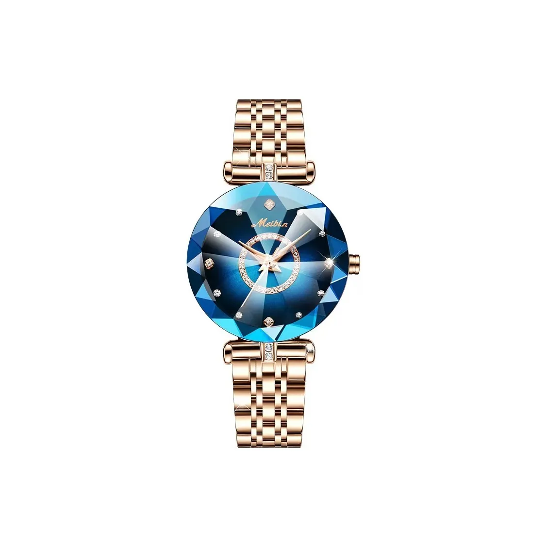 Meibin Кварцевый механизм нержавеющая сталь ремешок часы женские синий циферблат