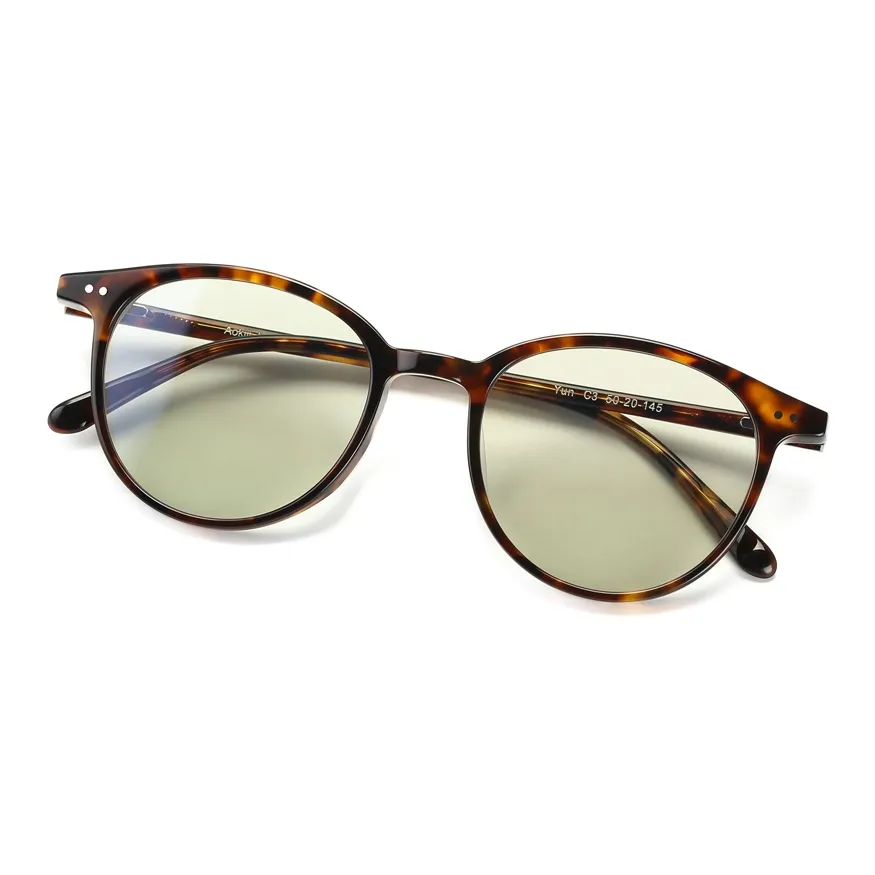 QINGZHIZUO Ацетатная пластина Круглые Солнцезащитные очки Унисекс Агаровое дерево Черепаховый Черный