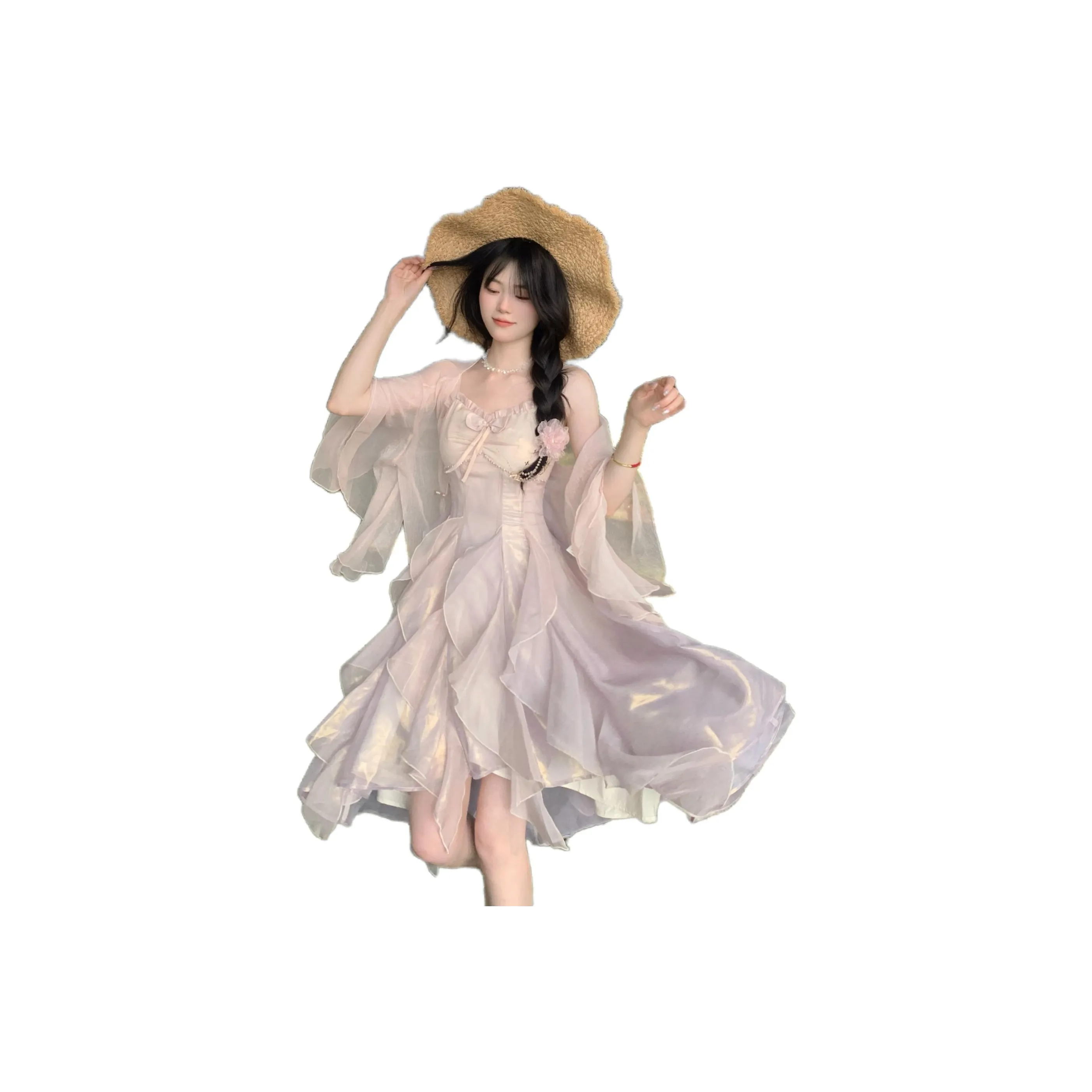 Позолоченные прозрачно-розовые женские слиплатья