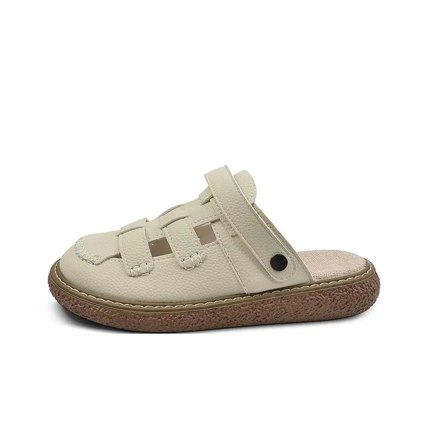 Betu Резиновая подошва Домашние тапочки Женские Экрю