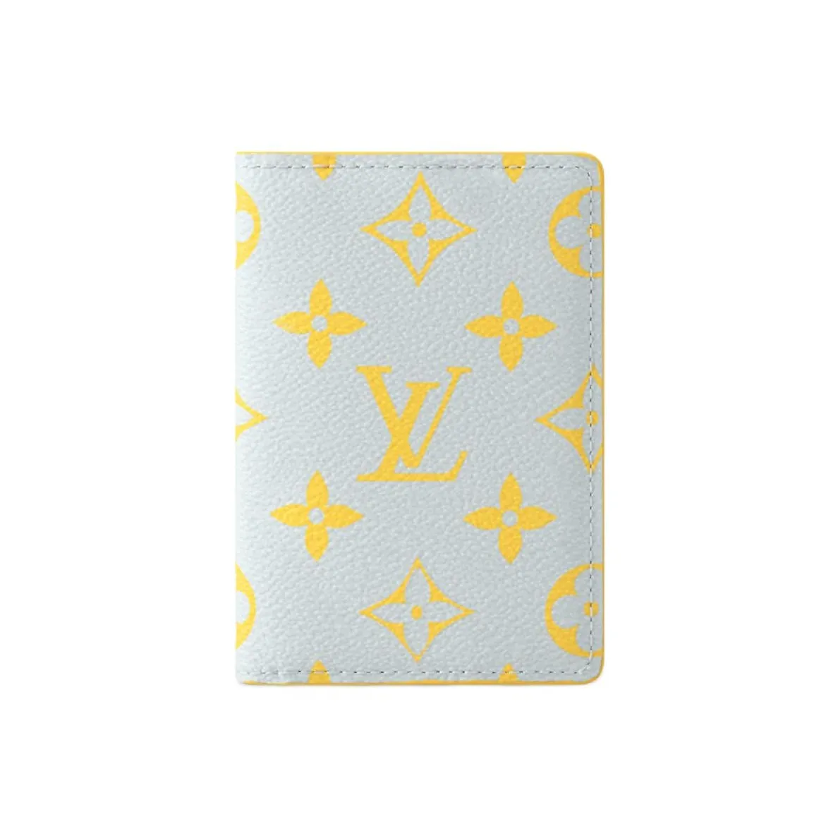 LOUIS VUITTON Monogram Leather Trim Card Holder Men's Gray & Yellow
