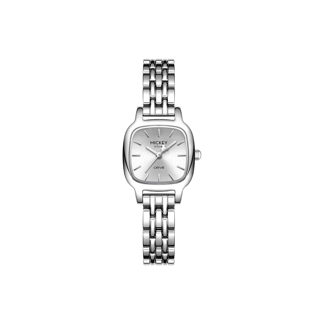 Disney Luxury Small Sugar Cube Кварцевый механизм Сплав Ремешок Часы Женские Часы Серебристый циферблат