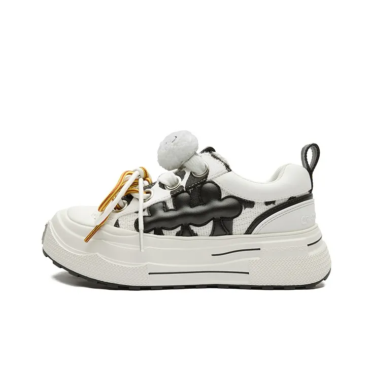 SHINCHAN x SHOOT BRAND Дышащий Увеличение Высоты Низкий Топ Повседневный Унисекс Корова Белый