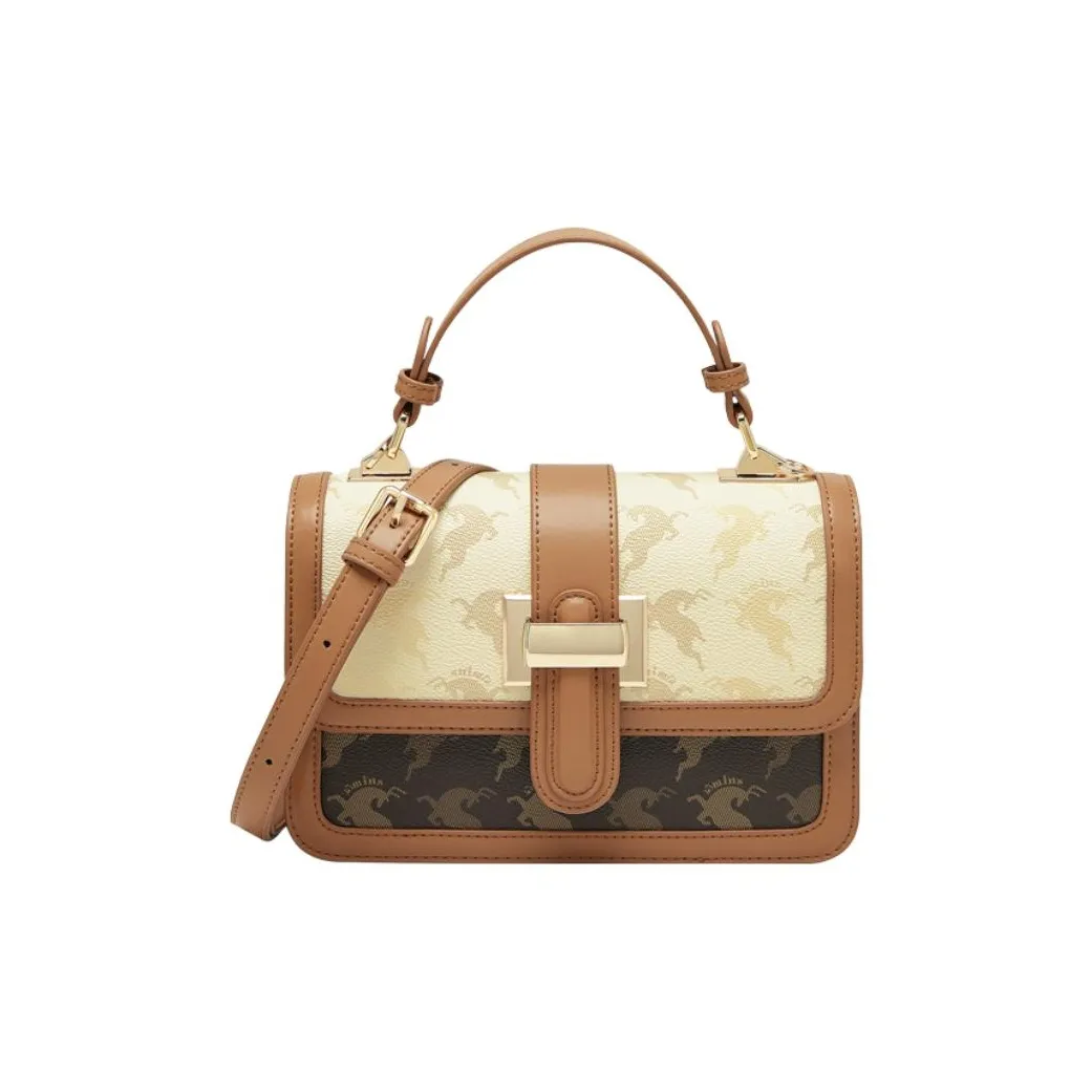 15 MINS PVC Handbag, Crossbody Bag Medium Size Women's Warm Beige Apricot & Coffee