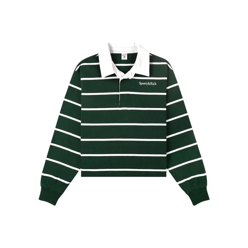 SPORTY RICH Сериф Логотип Укороченный Регби Поло Женские