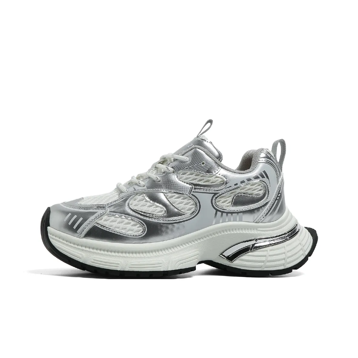 FOREVER 21 Амортизаторы Slip-resistant Abrasion-resistant Низкий топ Толстая подошва Кроссовки Женские Белые Серебряные