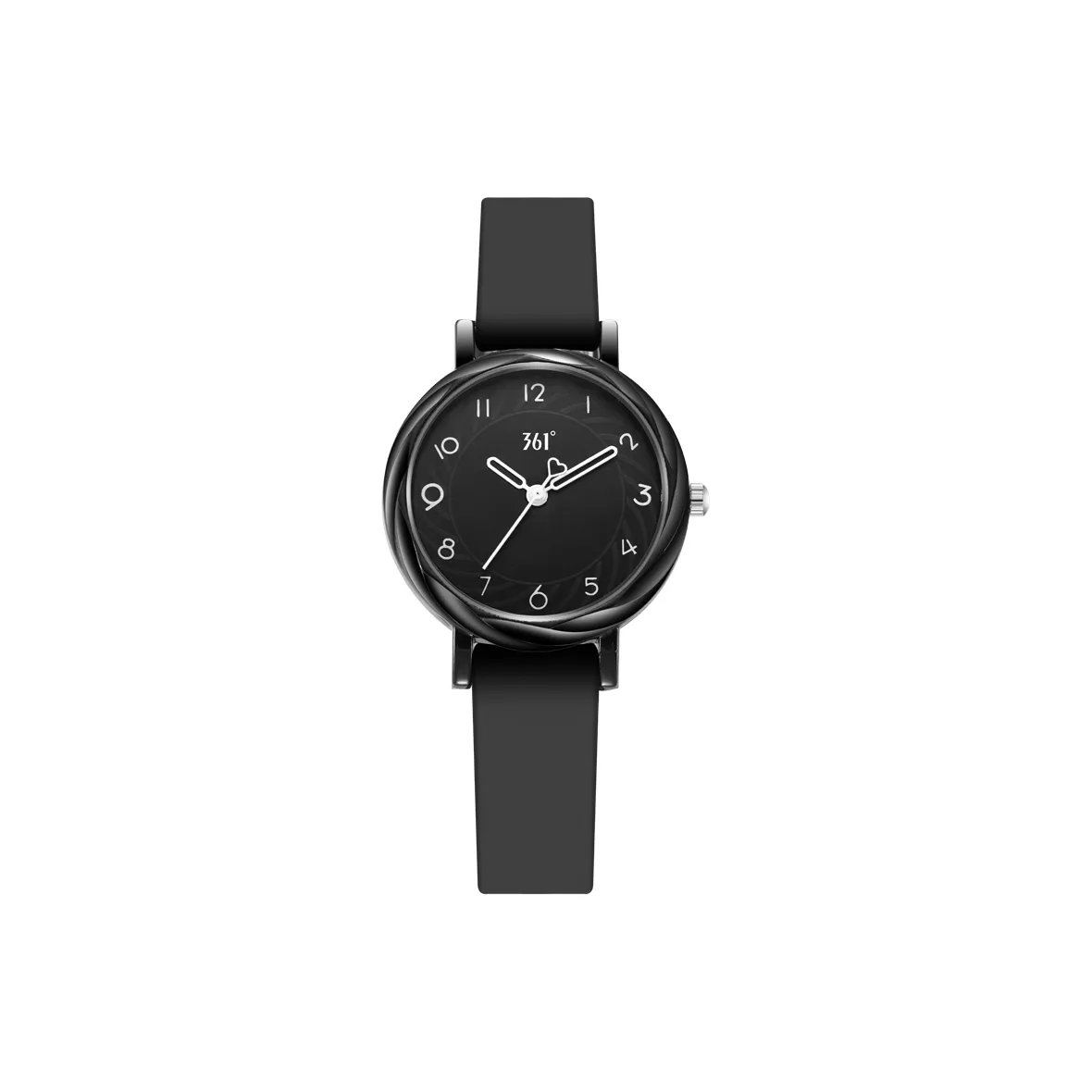 361° Кварцевый механизм силиконовый ремешок женские часы черный циферблат