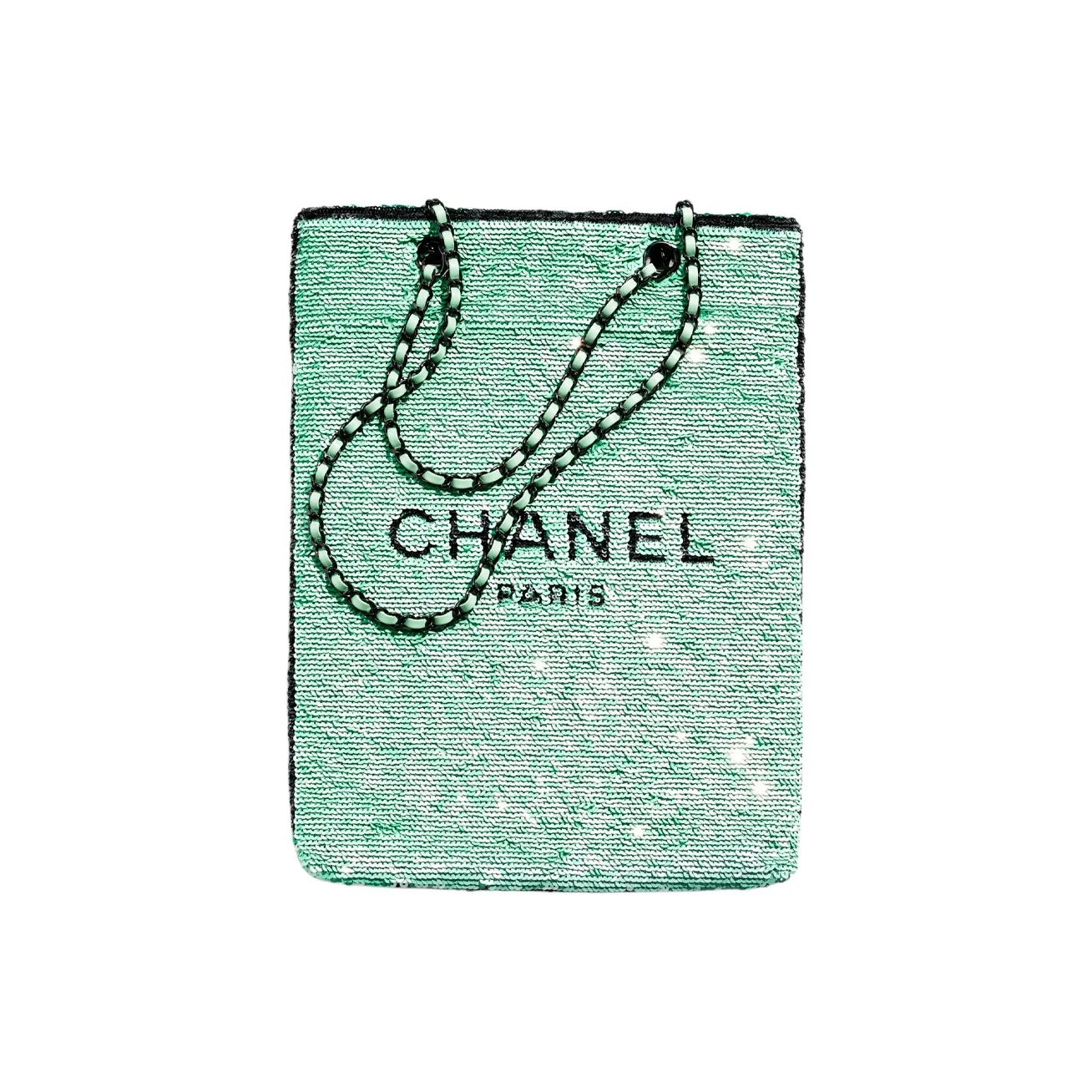 CHANEL Sequins Handbag, Shoulder Bag Regular Women's Green & Black