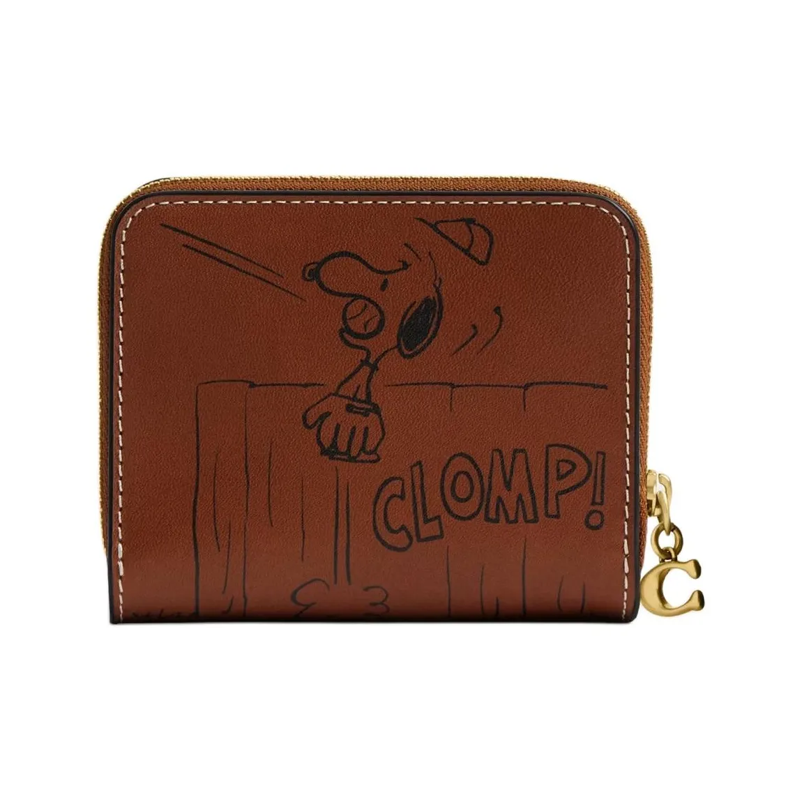 COACH PEANUTS Snoopy, Collaboration Leather Wallet Mini Women's Hazelnuts Brown