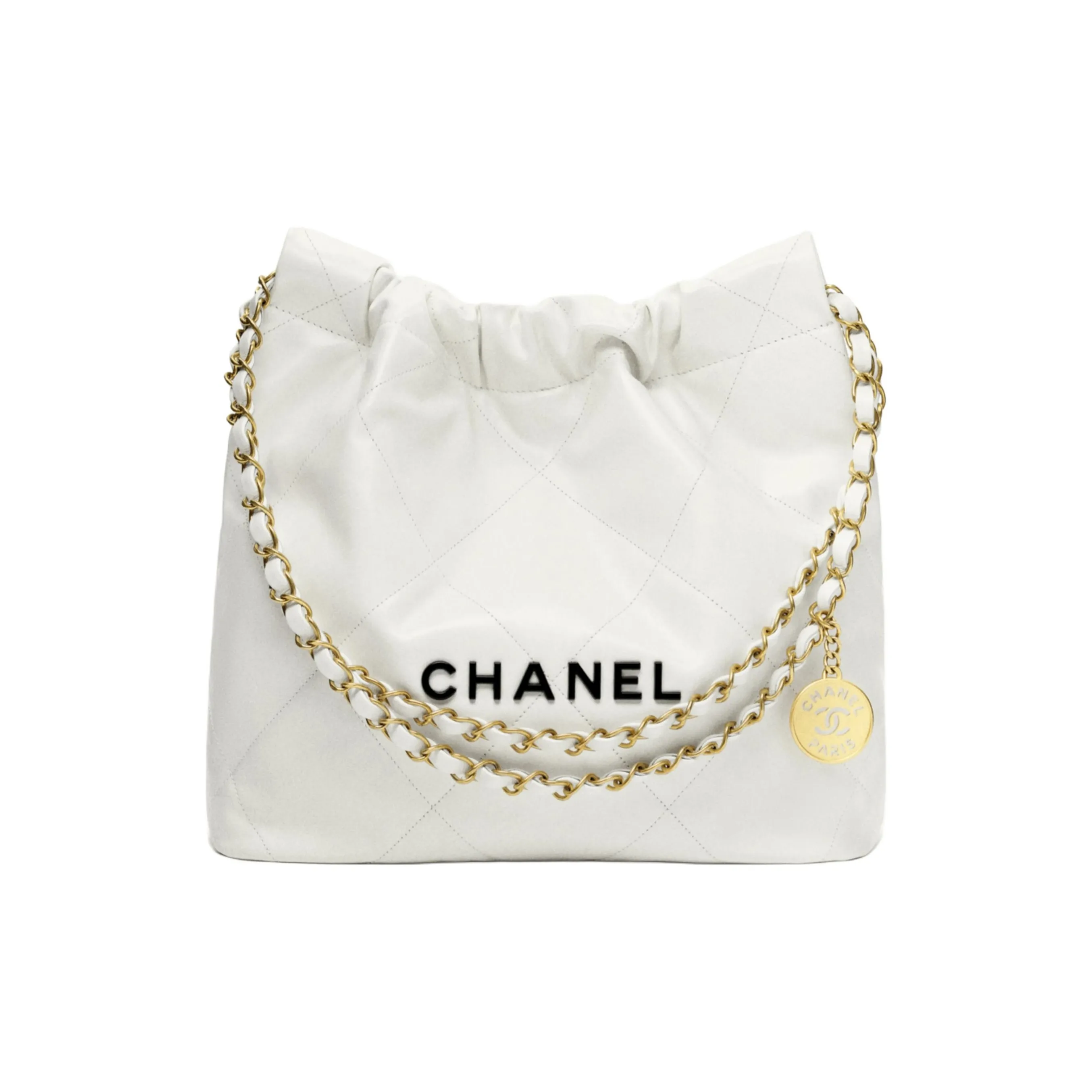 CHANEL 22Bag Cow Leather Hobo Bag Shoulder Bag Trumpets Women's White