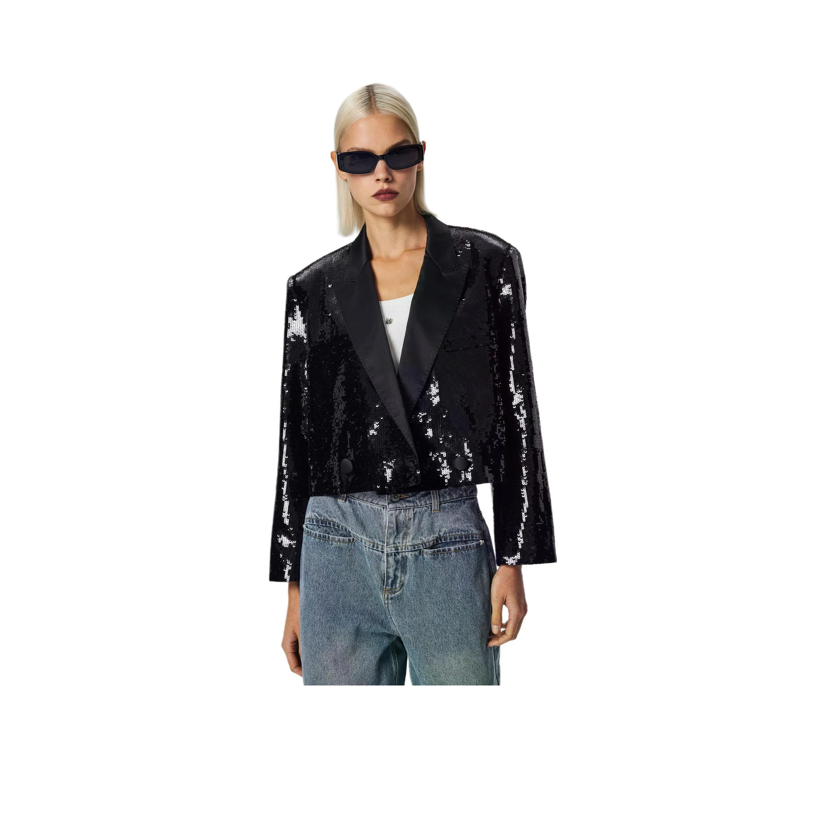 MEFUR Блестки Черный Женские Офисные Костюмы