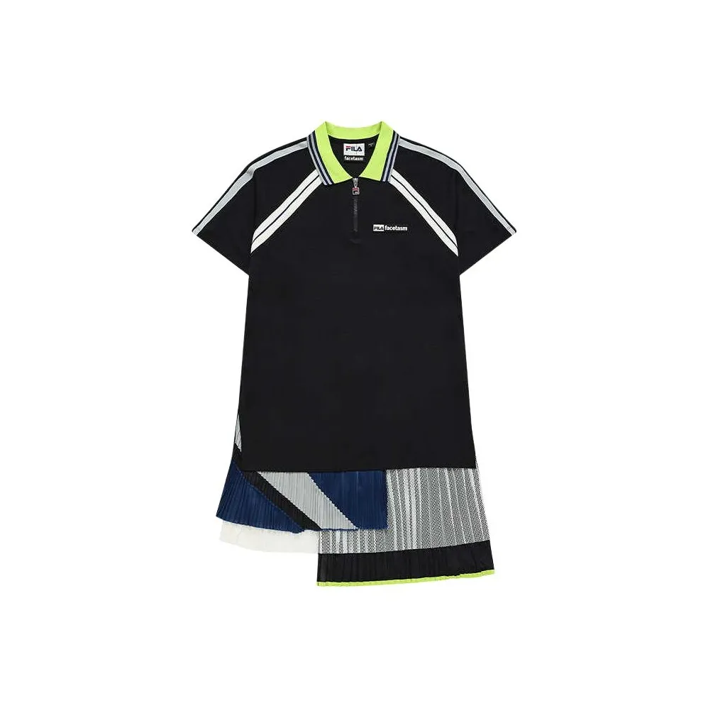 FILA FUSION Short Sleeved Dress Women's Elegant Black