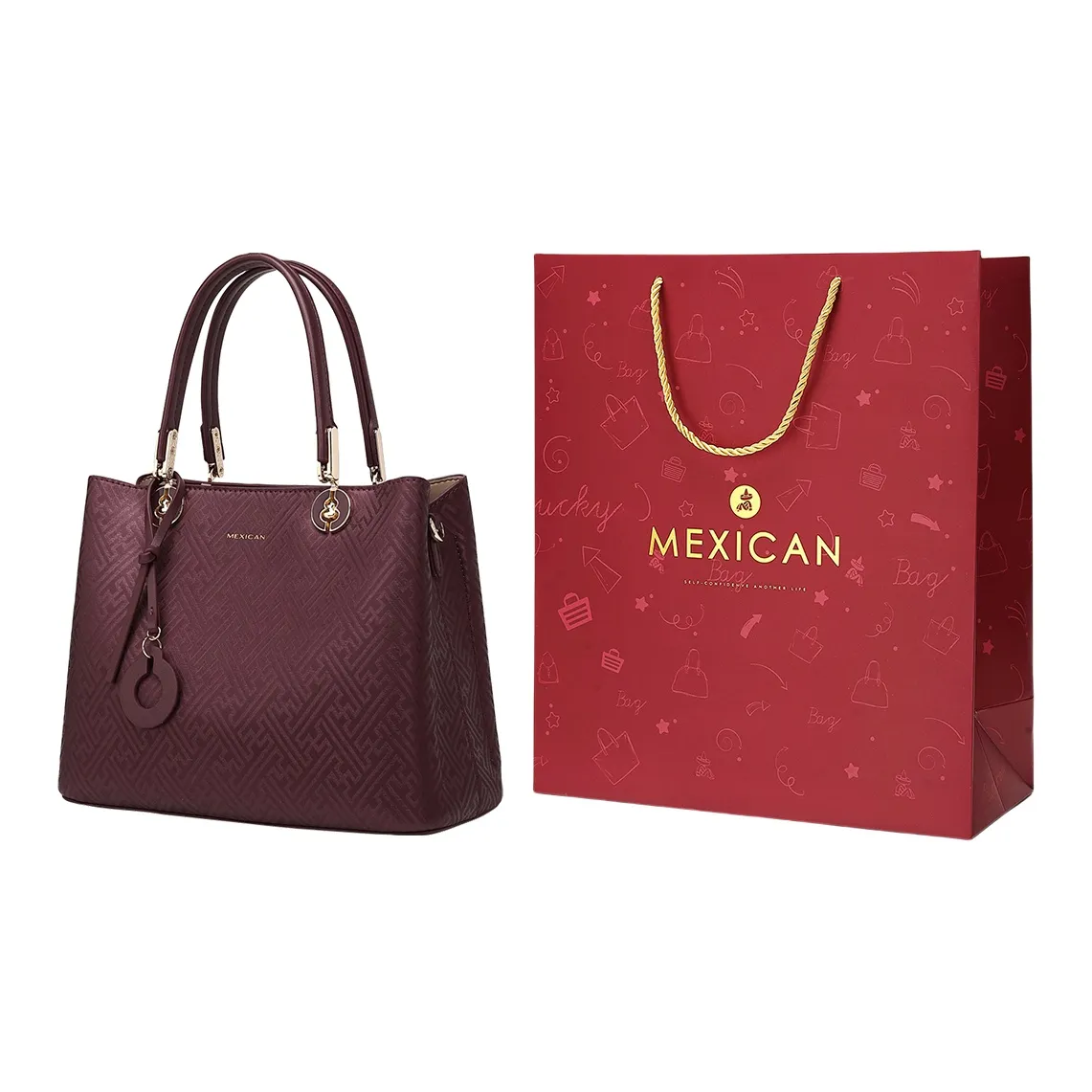 MEXICAN ПУ (полиуретан) Сумка через плечо Сумка Женская Бургунди Экрю Черный