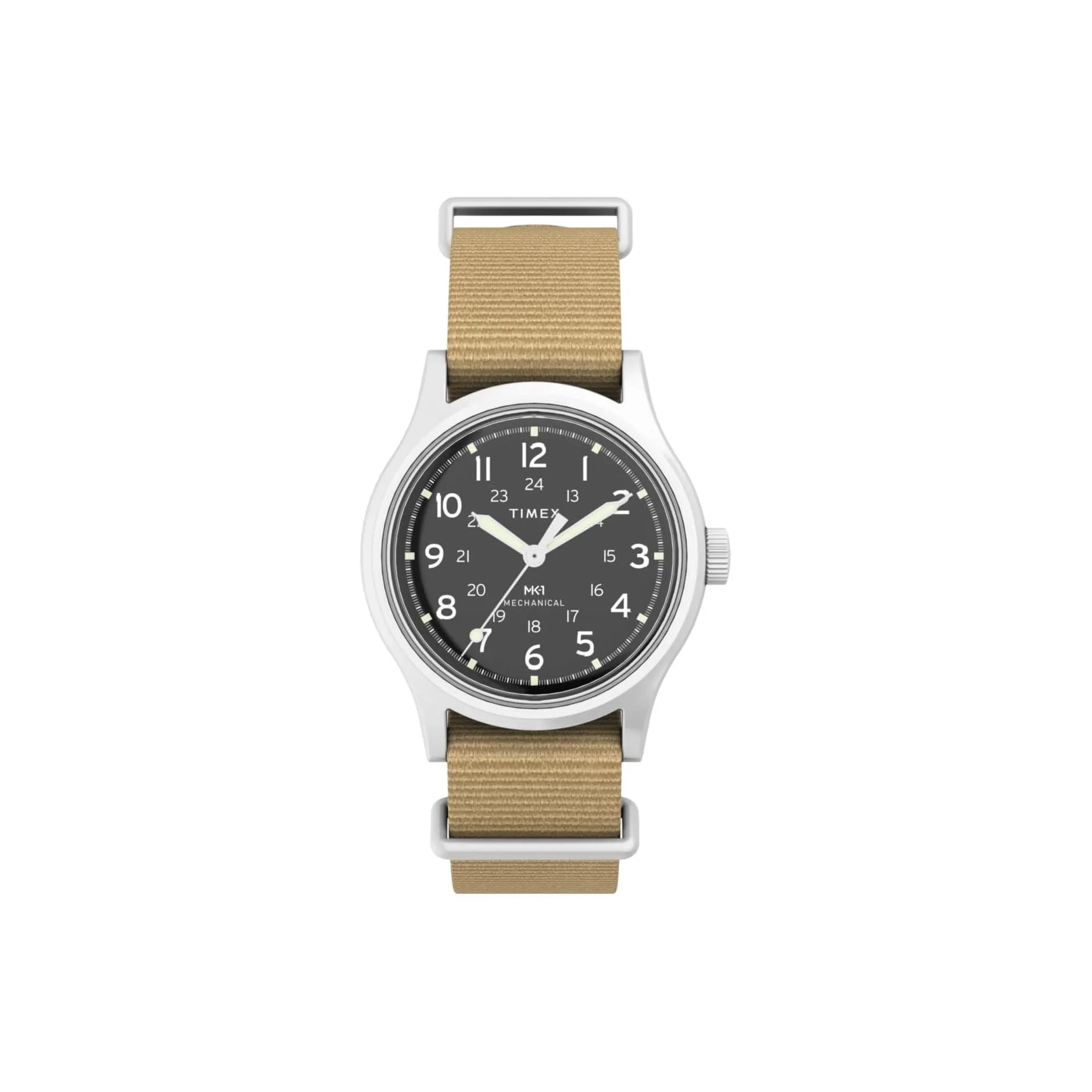 TIMEX Wrist Watch Manual Mechanical Movement Fabric Strap 36mm Black Dial Men's Watches