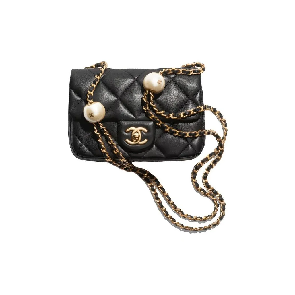 CHANEL Sheepskin Mini Square Flap Bag, Crossbody Bag, Shoulder Bag Mini Women's Black