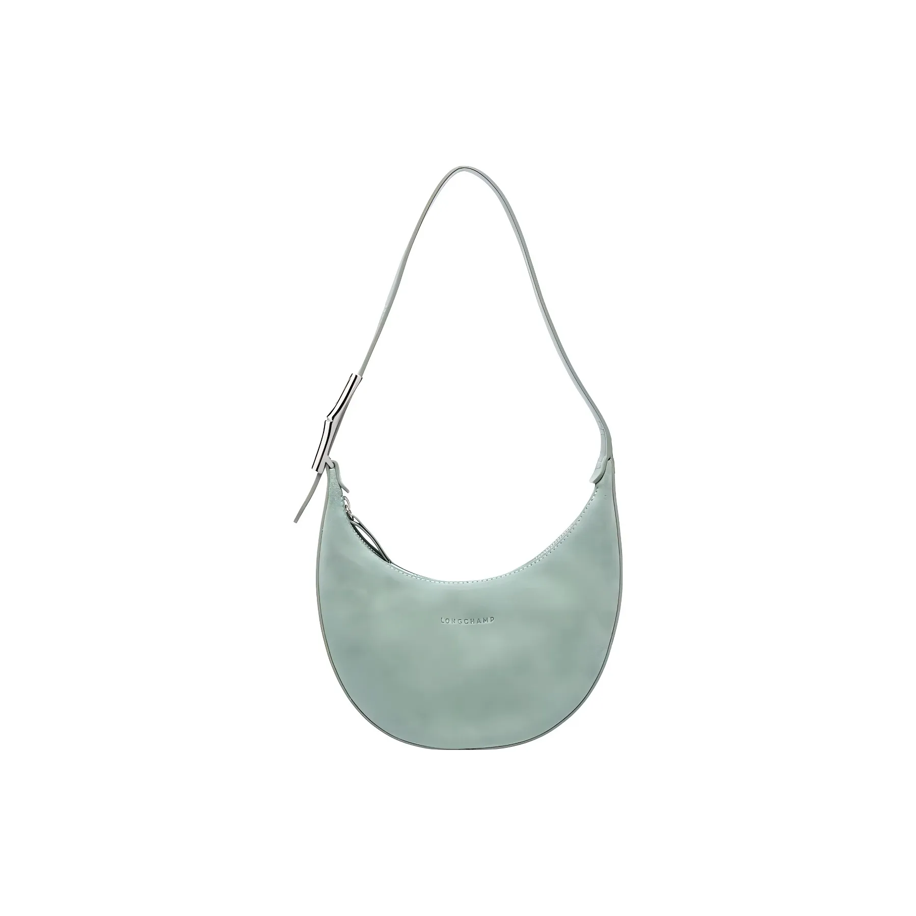 LONGCHAMP Roseau Essential Suede Cow Leather Shoulder Bag, Hobo Bag, Handbag Trumpets Women's Green