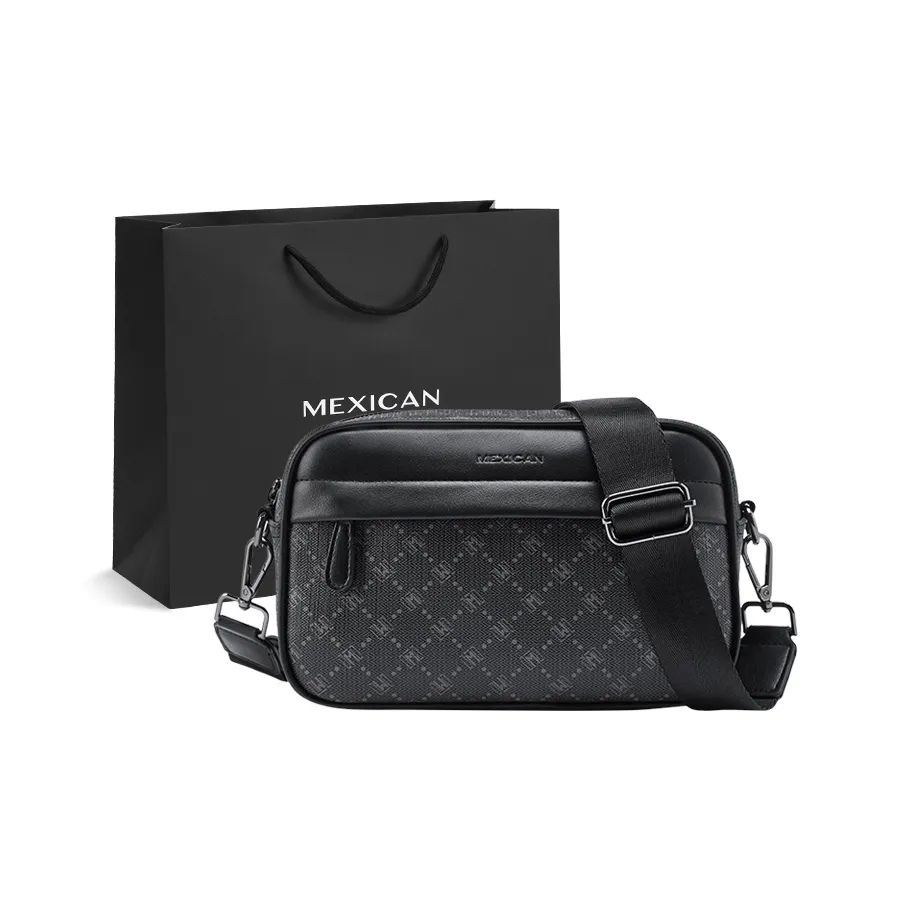 MEXICAN ПВХ Одно Плечо Маленькая Сумка Сумка через плечо Мужская Черная