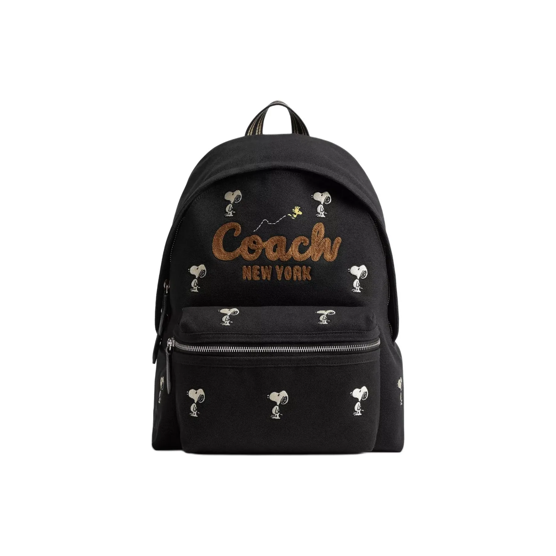 COACH Peanuts SNOOPY Коллаборация Cargo холст сатин рюкзак большой женский черный смешанный цвет