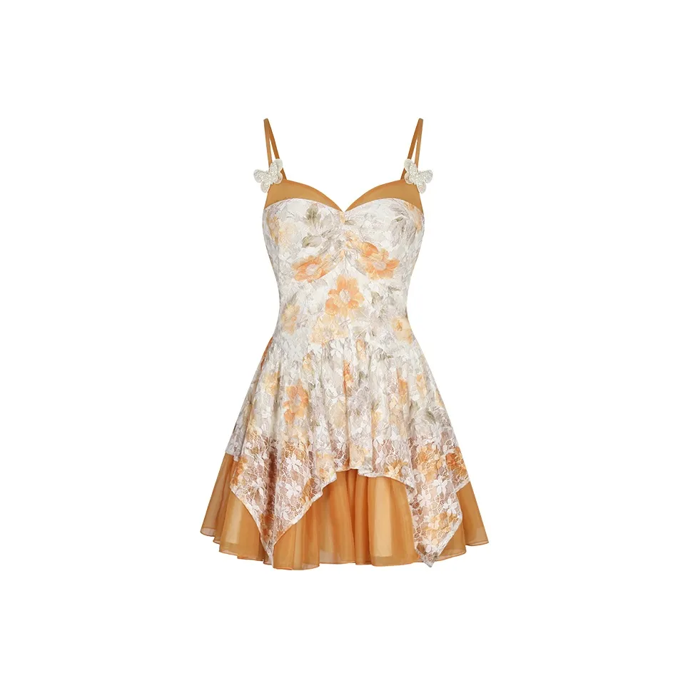 Annie The Темный Child Комплект с юбкой Женские Апельсин Кардиган + Апельсин Платье-камзол