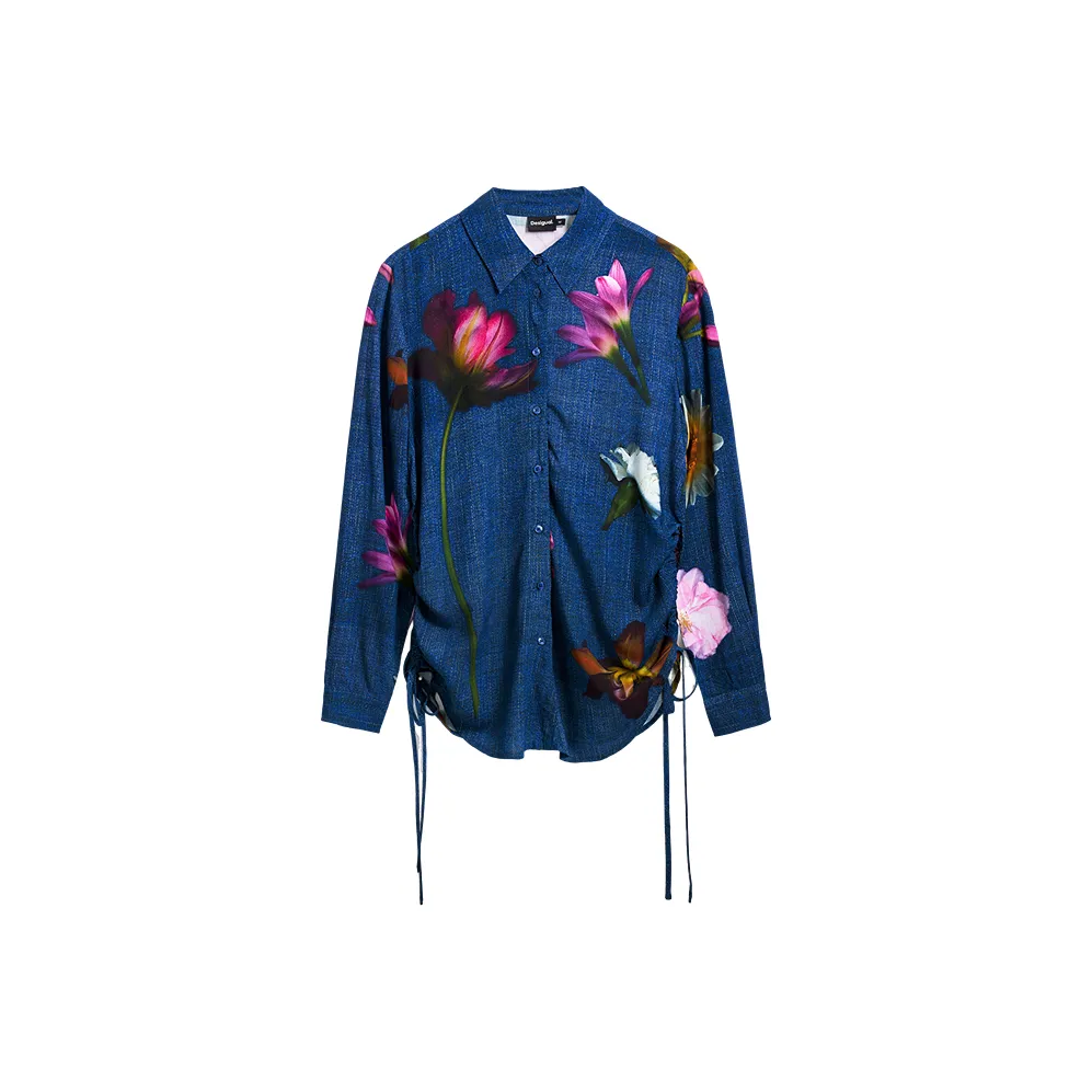 Desigual Синие Женские Рубашки с Цветочным Принтом