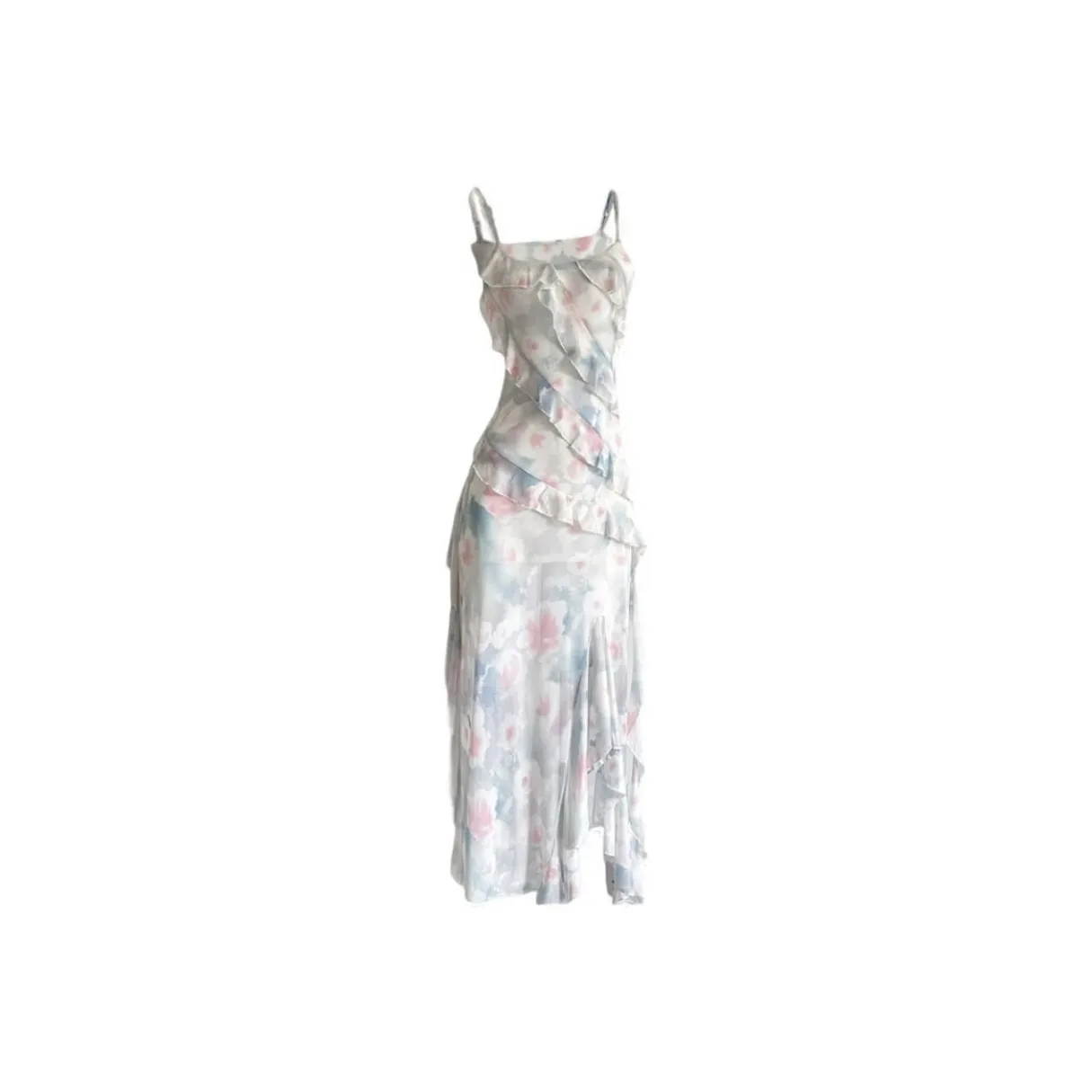 ADXKM Розово-синий Цветочный Платье Женские Слиплатья