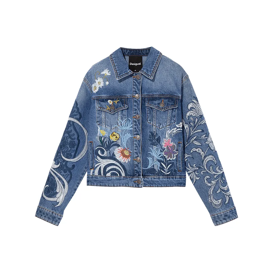 Desigual Средне-голубой деним женские джинсовые куртки