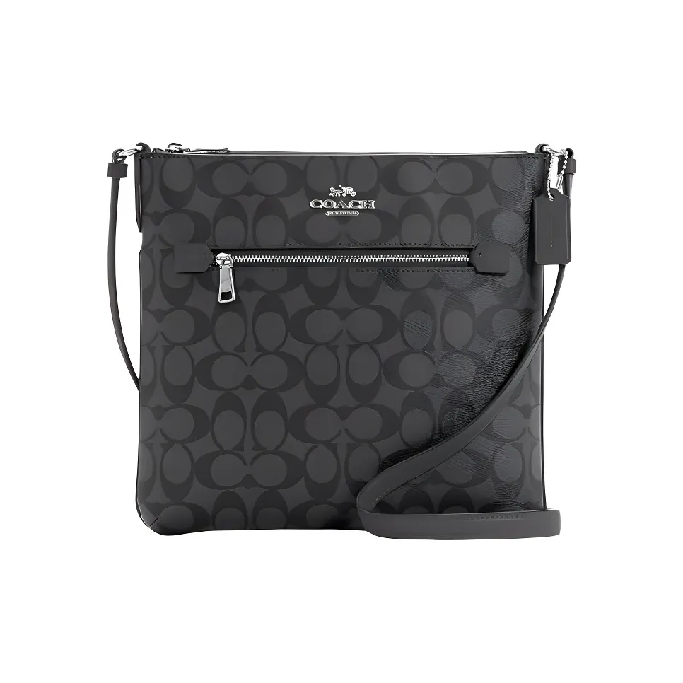 COACH Rowan Leather Crossbody Bags Medium Size Women's Black Gray