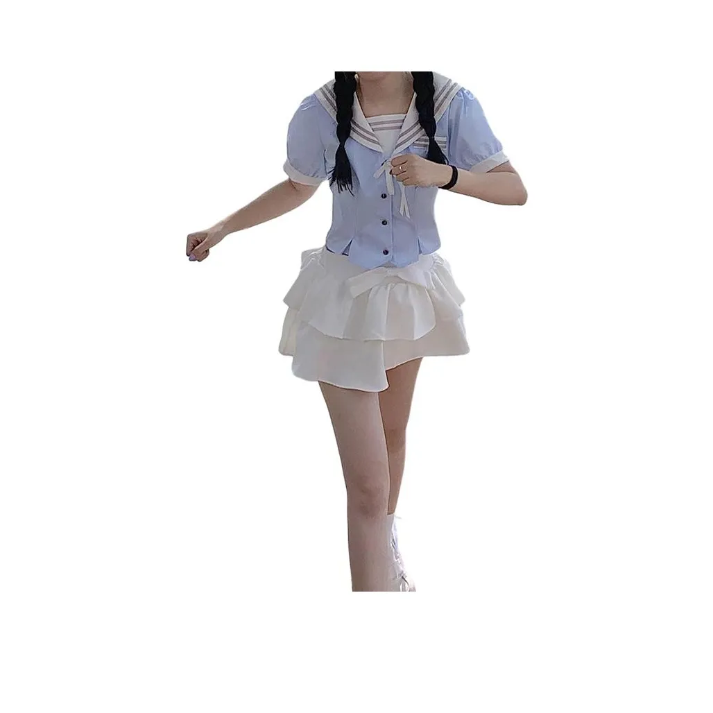 EFCR Blue Top + Белая Ярусная Юбка Женская Униформа