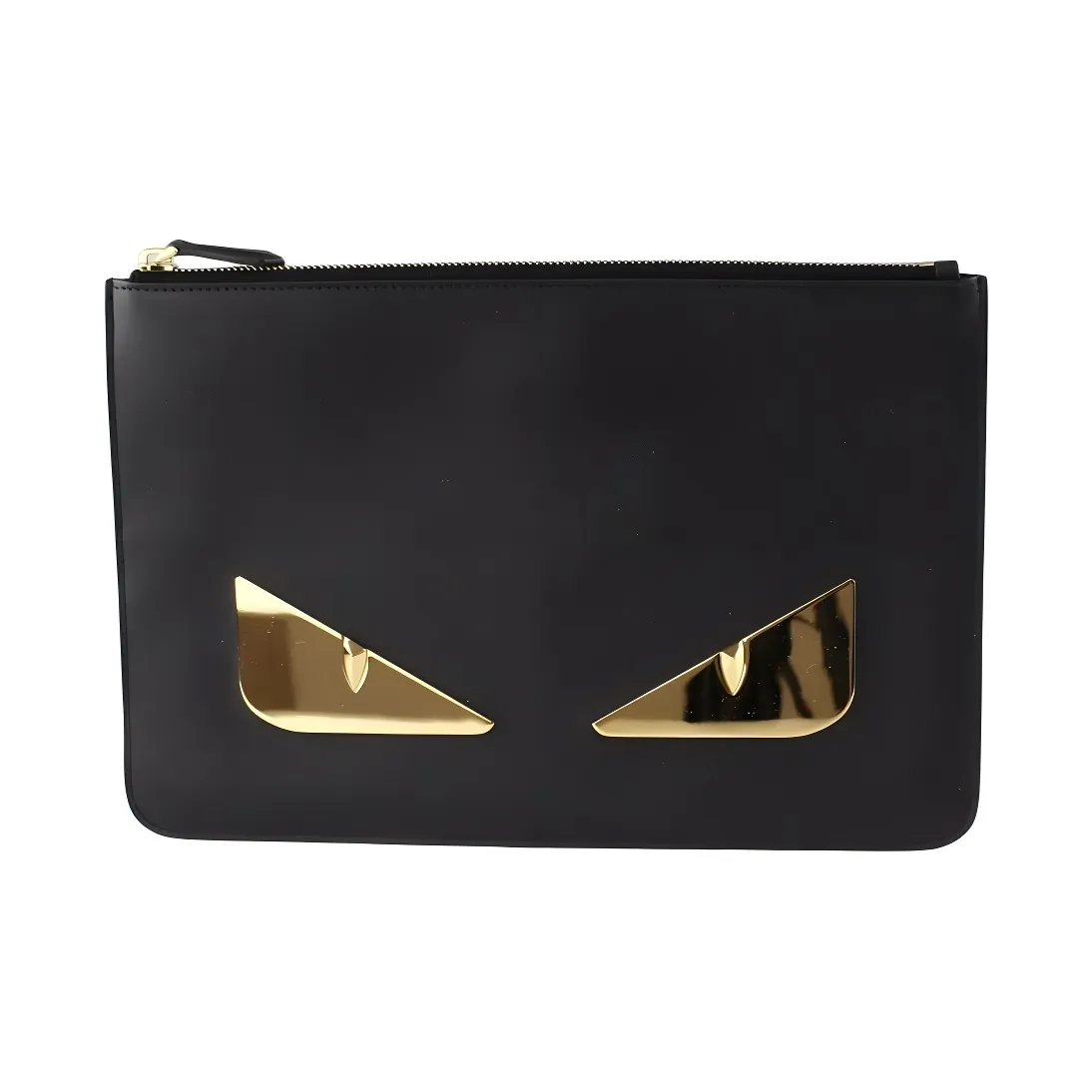 FENDI Cow Leather Clutch Men's Black/Silver White