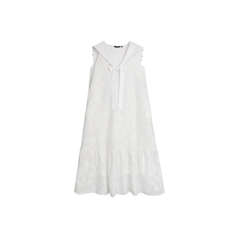 ELLE Белые Женские Платья без Рукавов