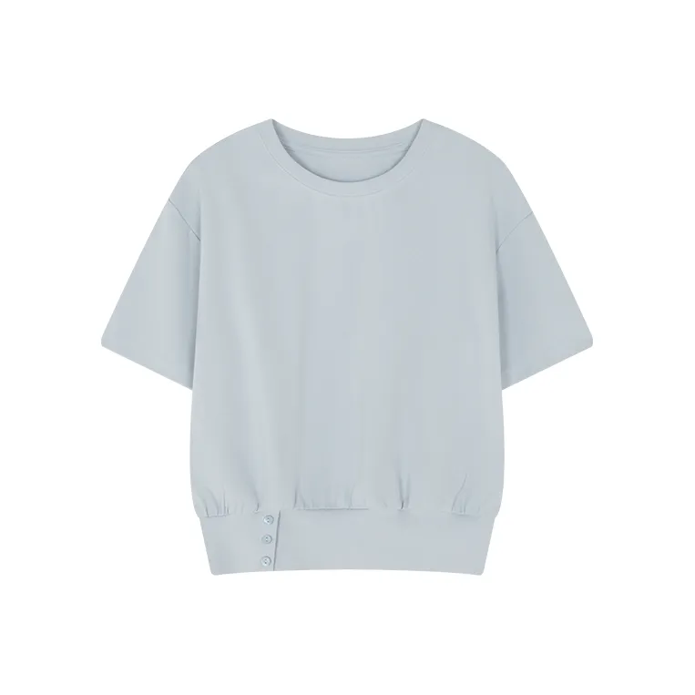 Mo Han Yi Mei T Shirt Women's Light Gray Blue