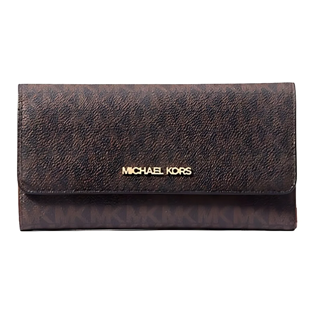 MICHAEL KORS Jet Set Travel Coated Canvas Wallet Large Size Women's Brown
