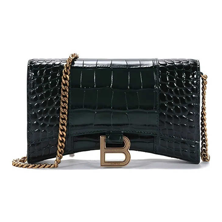 Balenciaga Cow Leather Hourglass Bag, Wallet, Shoulder Bag, Crossbody Bag Women's Green
