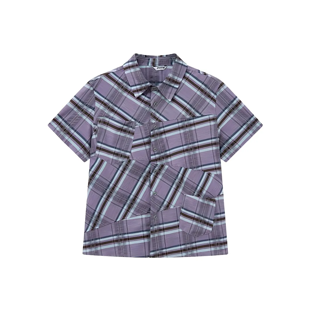 WULISHAONIAN Фиолетовая клетка Унисекс Рубашки
