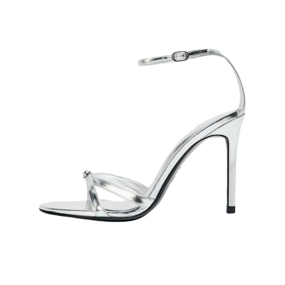 ZARA One Ремешок Сандалии 10 см Женские Серебряные