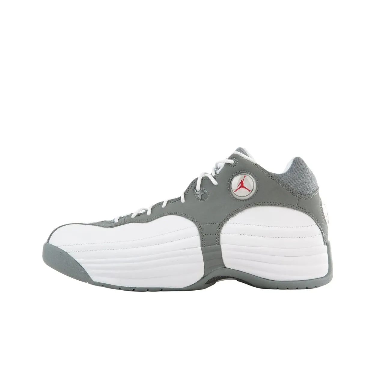 Jordan Jumpman Team I Anti Slip Wear Resistant Mid Top Vintage Basketball Shoes Men's White Gray
