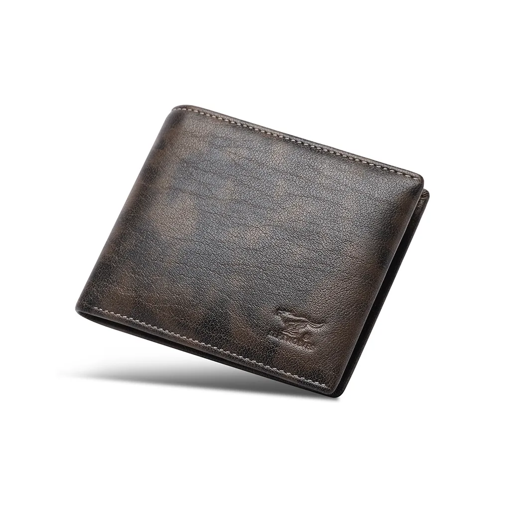 SEPTWOLVES Лицевая коровья кожа Укороченный кошелек кошелек кошелек мужской кофе